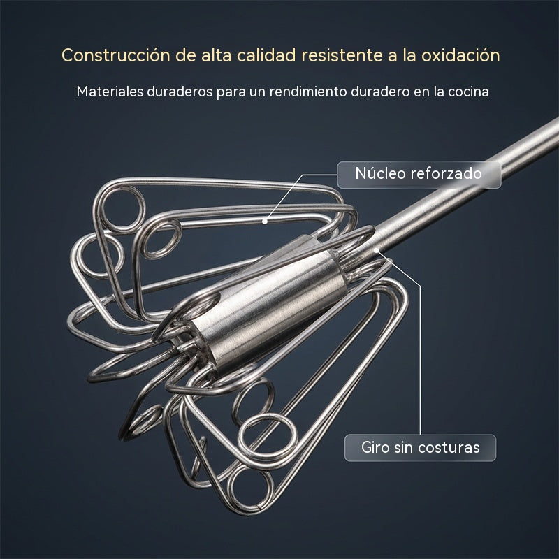 🥚⚡ ¡Bate sin esfuerzo! Batidor manual giratorio de acero inoxidable