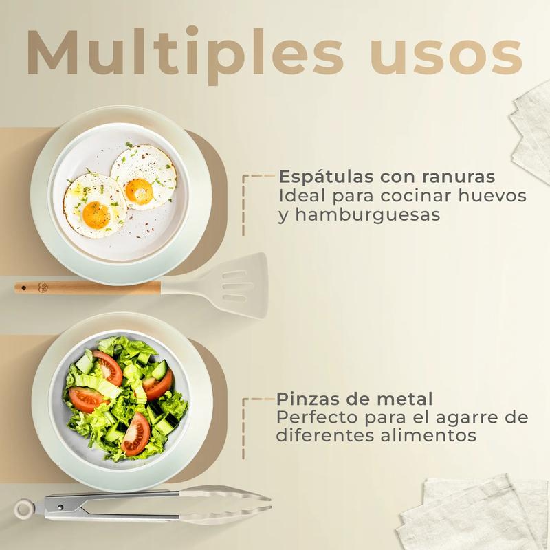 Set 12 Utensilios de Cocina de Silicona Antiadherente — Menaje Completo con Soporte