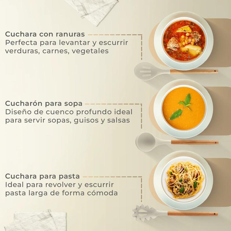Set 12 Utensilios de Cocina de Silicona Antiadherente — Menaje Completo con Soporte